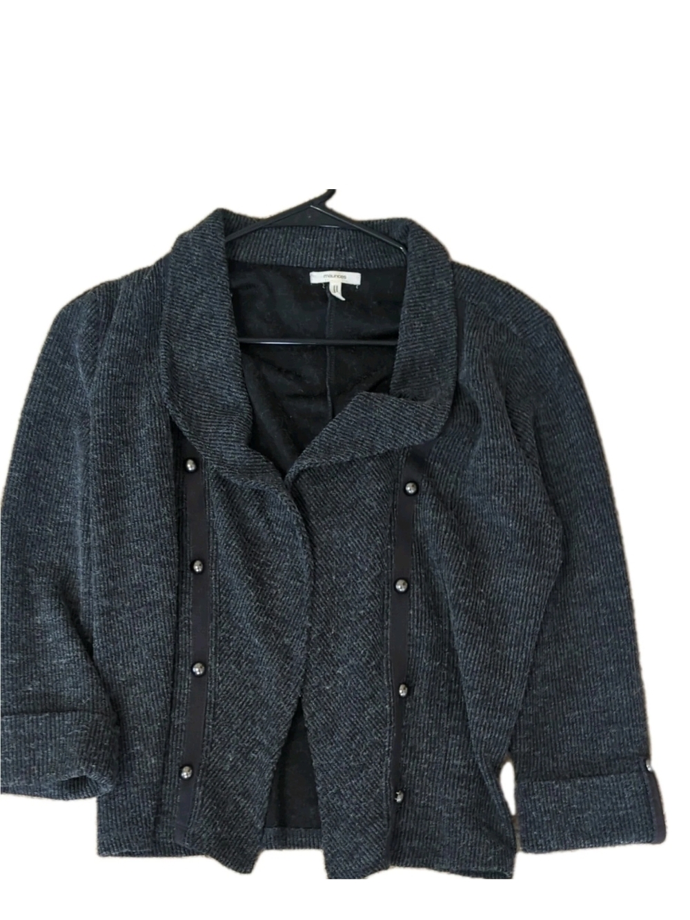 Maurices Dark Gray Ribbed Knit Blazer Jacket